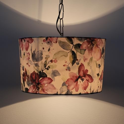 Image of tu casa Cobra Saffron Print Fabric Glow Pendent Light Hanging Lamp for Bedroom, Living Room, Lounge, Office, Gifting Area Without Bulb for Home Decoration (Height - 20 inch)