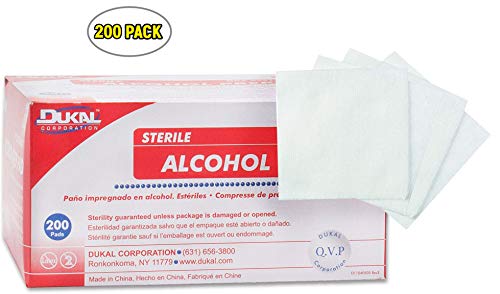 Pastilhas de preparação de álcool Dukal. Pacote com 200 para limpeza antisséptica de preparação da p