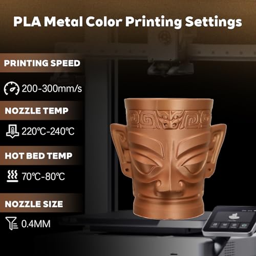 Image of Metal Coppery Orange PLA 1.75mm 1kg Shiny Smooth Metallic 3D Filament Spool