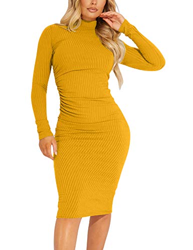 Kaximil Women's Ribbed Basic Casual Midi Dress...