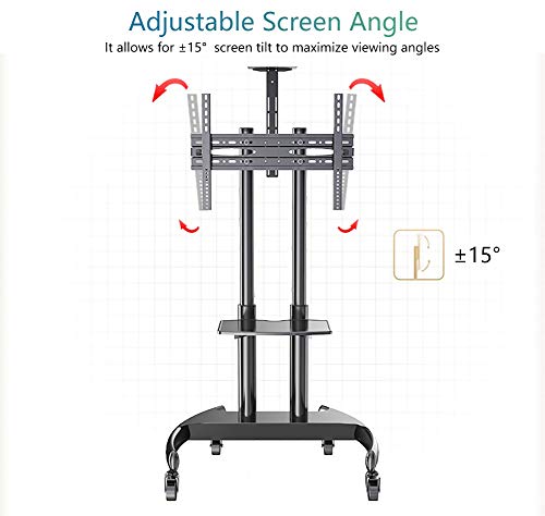 Soporte TV móvil ajustable con estantes y base resistente miniatura 6
