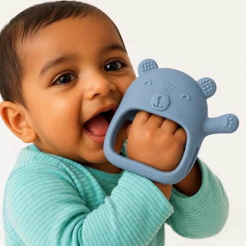 Image of Nubokind Koala Wrist-Fit No-Drop Baby Teether | Silicone Teething Toy for 3-12 Months | BPA Free, BIS Certified Chew Toy for 0-6 Months, Molar Relief | Sky Blue | Single Pack