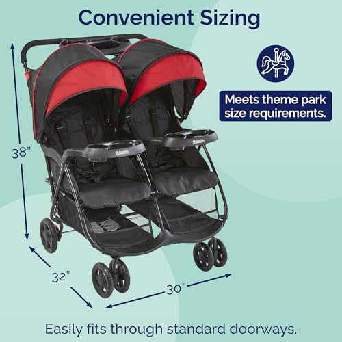 Image of Kolcraft Baby Infant and Toddler Double Stroller Side-by-Side - Lightweight, Reclining Seats, Compact Fold