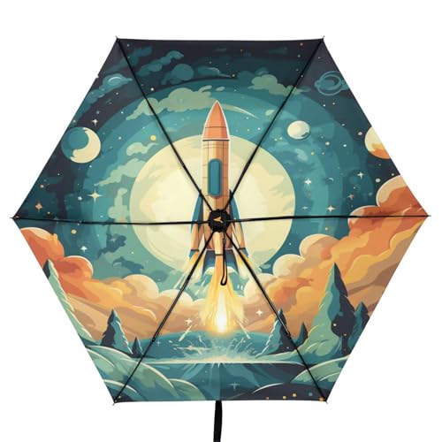 Parapluie pliant lune et fusée pour les sorties scolaires et voyages des enfants