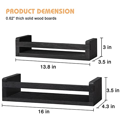 Y&Me Ym Floating Book Shelves For Wall, Book Shelf For Wall Set Of 2, Wood Nursery Book Shelves For Room Décor, Floating Shelves For Bathroom, Living Room, Bedroom, Kitchen, Kindergarten (Black) #TOP3