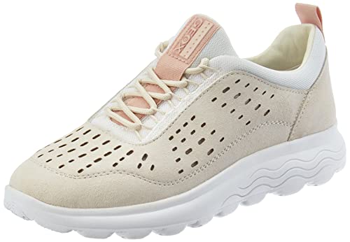 Traspirante Geox Spherica, Scarpe da Ginnastica Donna, Bianco Sporco, 40 EU