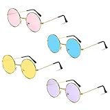Czemo Unisex Runde Sonnenbrille Farbige Retro Brille Hippie Sonnenbrille 60er Jahre John Lennon Brillen für Erwachsene und Kinder, 4 Paare