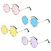 Czemo Lunettes de Soleil Rondes Lunette Vintage Coloré Lunettes Hippie Rétro des Années 60 Style Cercle Lunettes pour Hommes et Femmes, 4 Paires