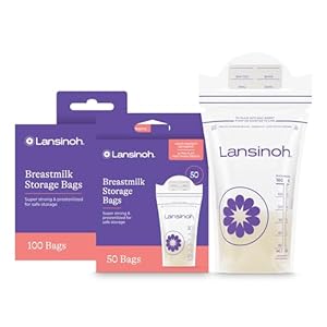 Lansinoh Breastmilk Storage Bags, 150 Count, Baby Essentials, Fast Freeze & Thaw Breast Milk Bags for Baby Bottle Feeding, Superior Strength & Stretch, 6 Ounce