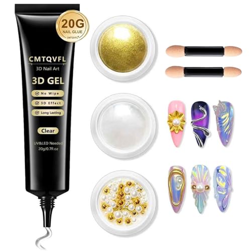 4 in 1 Upgrade 3D Gel Nail Gold Chrome Nail Powder 20g No Wipe 3D Gel