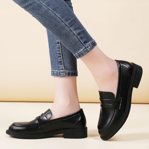 Image of Loafers for Women Black Penny Loafer Business Casual Shoes Women's Loafers & Slip-Ons Ladies Flats Comfortable Dressy
