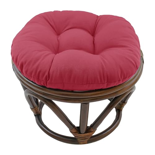 Image of Blazing Needles Solid Twill Round Footstool Cushion, 18 inch, Berry Berry