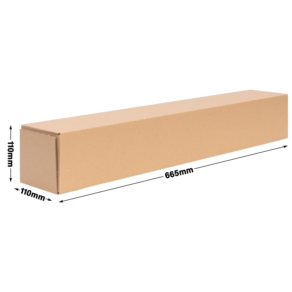 verpacking Tubi di spedizione quadrati 655 x 105 x 105 mm marroni [versione e quantità selezionabili] cartone per spedizione a onda singola 100 pezzi