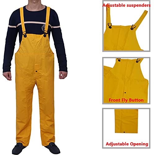 RainRider Commercial Rain Suit for Men Hi-Vis Leathercraft Heavy Duty Rain Wear Waterproof Jacket with Bib Pants Overall2
