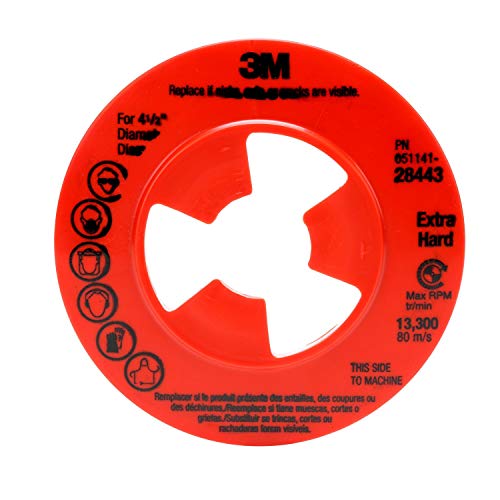 3M Disc Pad Face Plate, Ribbed - Extra Hard Density - For High Pressure Grinding - Attaches to Disc Pad Hub - 4.5