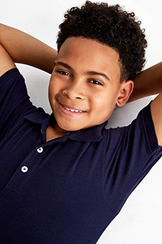 French Toast Boys Short Sleeve Pique (Standard & Husky) Polo Shirt, Navy, 10 12 Us #TOP6
