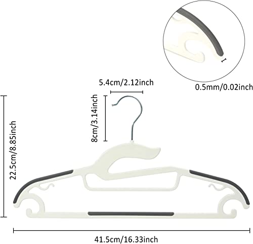 Image of Ginoya brothers Plastic Clothes Hangers, Upgraded Rubber Stripe Non-Slip Coat Hangers, Dry Wet Trousers Pants Hangers, Space Saving Hanger. (S- Black & White, 10)