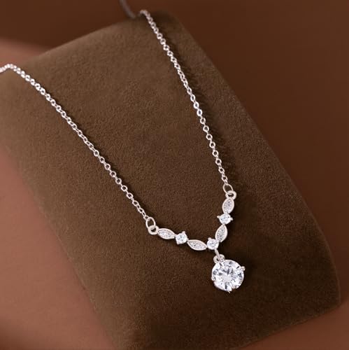 SLUYNZ Solid 925 Sterling Silver CZ Circle Necklace Choker for Women Teen Girls Diamond Pendant Necklace Engagement Wedding Necklace (A-Sterling Silver) by SLUYNZ - Image 4
