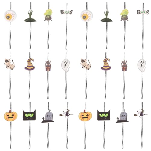 Pitillos de papel decorativos Halloween 24 unidades miniatura 1
