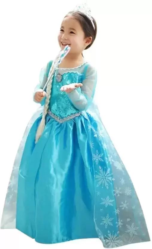 FIERWARZ Frozen Princess Elsa Costumes for Girls Toddlers Fancy Dress Up with Wand, Gloves, Wig, Jewelry Set for Birthday, Party, Cosplay Costume for Girls (5-6 Years), Elsa Dress b (B0D1DW2KQQ) Amazon Price History, Amazon Price Tracker