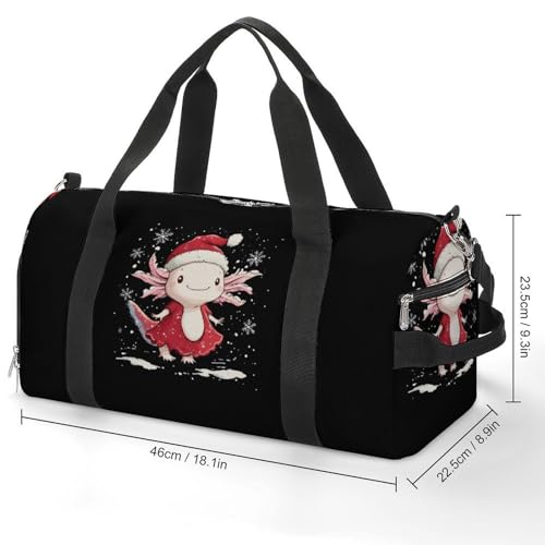 Christmas Axolotl Gym Bag Travel Duffle Bags Carry On Tote Weekender Bag Suitable for Men Women2