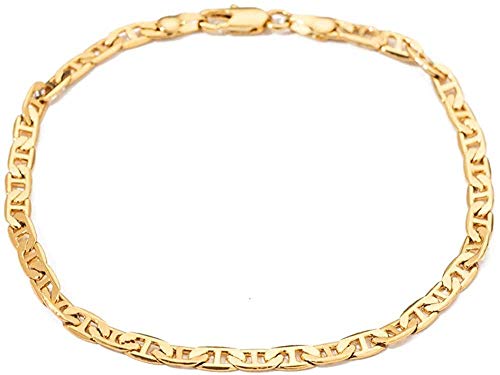 18k Gold Plated Flat Mariner Link Chain Anklet 4 2mm Wide Ankle Bracelet for Women Teen Girls-10.0 Inches