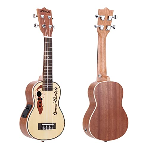 Ukulele Ukulele Spruce 21″ Ukulele15 Fret 4 Strings Guitar Mini with Built-in EQ Pickup Stringed Musical Instrument Guitar (Color : Brown Size : 21 inches) (Chocolate 21 inches) - Les Beatles, Paul McCartney, John Lennon, RIngo Starr, George Harrison Ukulele Ukulele Spruce 21" Ukulele15 Fret 4 Strings Guitar Mini with Built-in EQ Pickup Stringed Musical Instrument Guitar (Color : Brown Size : 21 inches) (Chocolate 21 inches) – Image 4