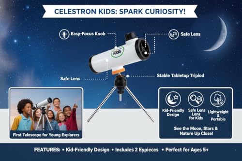 Image of Celestron Kids 50mm Newtonian Telescope - Beginner Astronomical Telescope for Children - Easy to Use, Lightweight & Educational Pack of 1