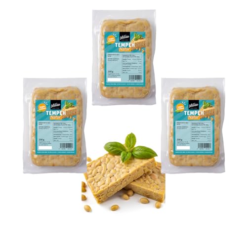 Planeo Tempeh Natur 3x200g - Beste Qualität - Lange ungekühlt haltbar - Soja aus der EU - Planeo (3 x 200g)