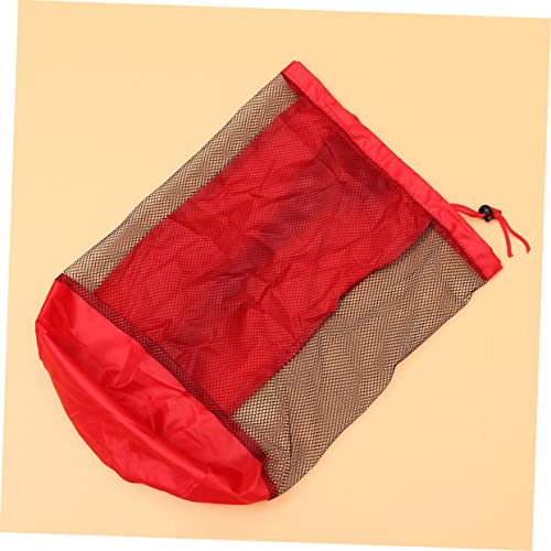 2pcs Portable Mesh Beach Toy Storage Bag Large Capacity for Boys and Girls Toys Snacks Books Red Shoulder Strap Easy Rinsing Design for Beach Outings4