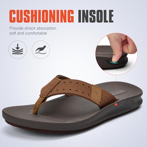 Image of Men's Ultra Soft Cushion Flip Flops with Arch Support, Quick Dry Thong Sandals for Indoor & Outdoor Comfort