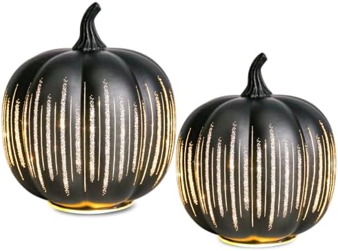 <h3>Illuminated Black Glass Pumpkins</h3>