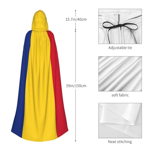 Cape à capuche drapeau Roumanie 140 cm costume unisexe sans plis