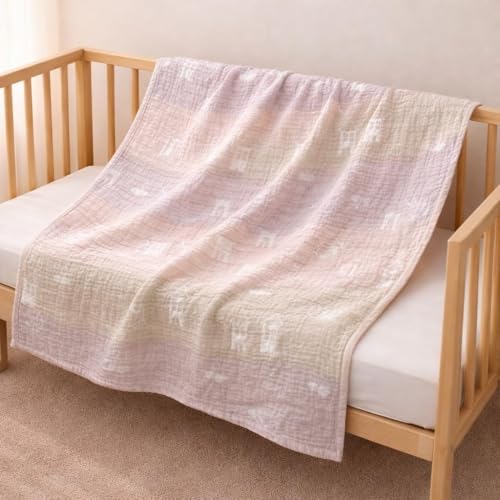 Image of 100% Cotton 6-Layer Muslin Baby Blanket | Super Soft, Breathable & All Seasons Multipurpose Blanket for Babies (House Kitty)