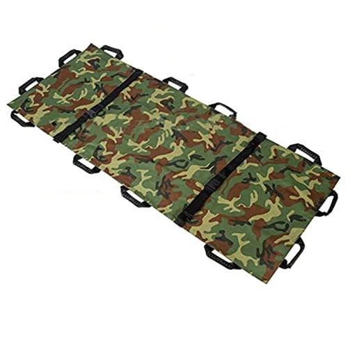 Jeamive Oxford Folding Stretcher with 12 Handles Waterproof Foldable Emergency Rescue Back Stretcher with Storage Bags for Hospital,Clinic, Home,Sports venues,Ambulance (Camouflage)