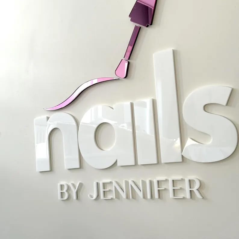 Custom Mirror Acrylic Salon Sign - Premium Business Wall Art for Spa Reception, Lobby & Office Decor - Personalized Logo Design (01)