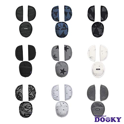 Dooky Universal Pads Gurtschoner & Gurtpolster für Babyschale, Kinderwagen & Autositz (Design: Dandelion, für 3- & 5-Punkt Gurte, Altersgruppe 0+, für die meisten Marken), Weiß