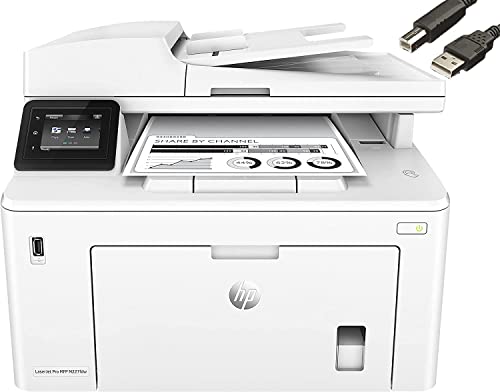 HP Laserjet Pro MFP All-in-One Wireless Laser Printer, Print Scan Copy Fax, Auto 2-Sided Printing, 1200 x 1200 dpi, 30 ppm, Compatible with Alexa, Bundle with FLASNAKE Printer Cable