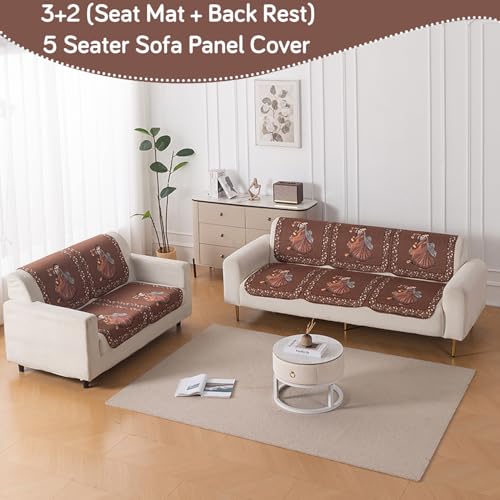 Image of HOKIPO HeavenHue Sofa Cover 5 Seater Panel Set 3+2, Nritya Echo