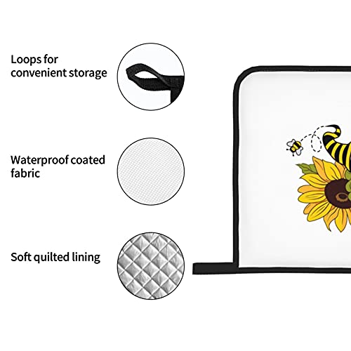 Oven Mitts And Pot Holders Sets Of 4 Bee Gnomes Sunflower Farmhouse Truck Kitchen Potholder Gloves Heat Resistant Non-Slip For Chef Baking Cooking Grilling Bbq Mittens #TOP4