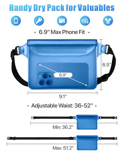 Image of F-color Waterproof Fanny Pack - Waterproof Pouch, Beach Cruise Essentials | Adjustable Waist Strap, Triple Zipper Roll-Top Dry Bag for Phone, Keep Passport Valuables Dry for Beach Kayaking Boating