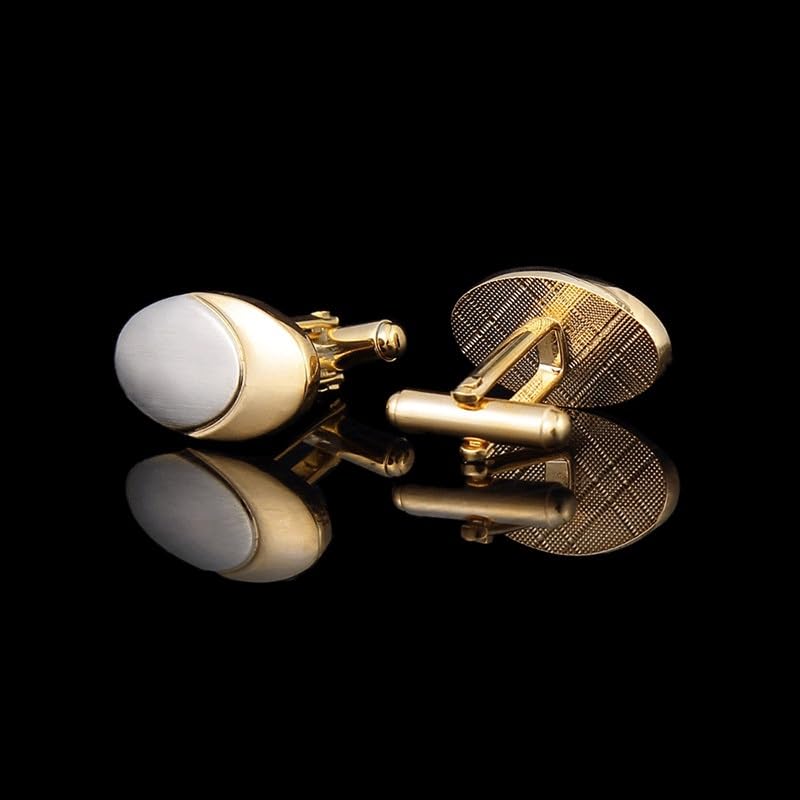 Gemelos de Cobre Cepillado de Dos Tonos galvanizados for Hombre, Brazalete francés Dorado, Perno Prisionero de Boda