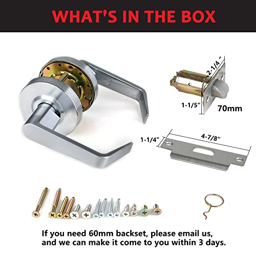 Newbang Hardware Heavy Duty Commercial Passage Door Lever Handle Set Ul Listed And 3 Hour Fire Rated Key-Less Hall & Closet Door Lever Satin Chrome 26D Finish,Grd2-72Ps-1P #TOP4