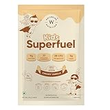 Wellbeing Nutrition Kids Superfuel 7+years |Zero Added Sugar |9g Milk Protein Isolate, 23 Vitamins & Minerals, 100mg DHA, 3g Fiber, Probiotics |Height Growth, Immunity & Brain| Vanilla, Nutrition Drink Powder, 33g