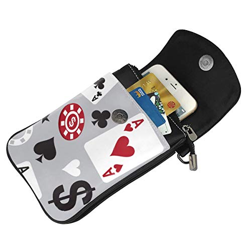 YongColer Fashion Small Cellphone Crossbody Shoulder Bag Poker Card Casino Cell Phone Purse Wallet Lightweight Roomy Pockets Smartphone Bag For Women Girls Teens4