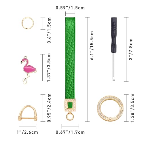 Image of OHKYOOT Leather Wristlet Keychain,Wrist Keychain Car Key Chain with 5 Key Ring and Anti-Lost D Ring