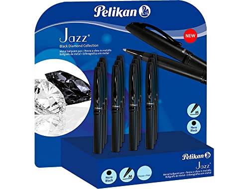 Bolígrafo Pelikan Jazz Black Diamond elegante en expositor de 12 unidades