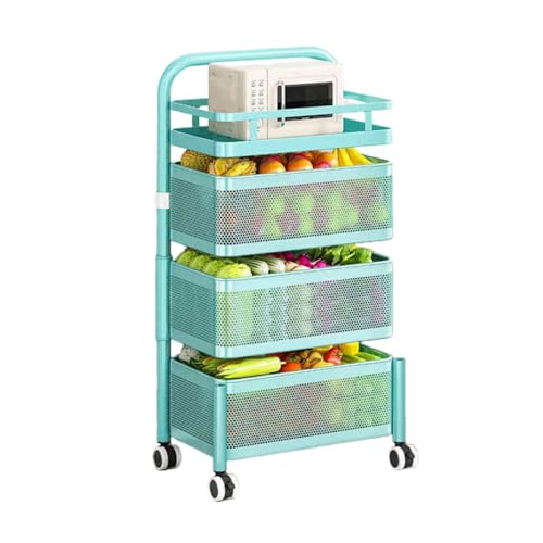 Genérico Estante Giratorio For Verduras, Cesta Giratoria Cuadrada De Almacenamiento Multicapa, Organizador De Almacenamiento For Baño/Cocina,for Frutas,comestibles,maíz(Blue,4 Tiers)