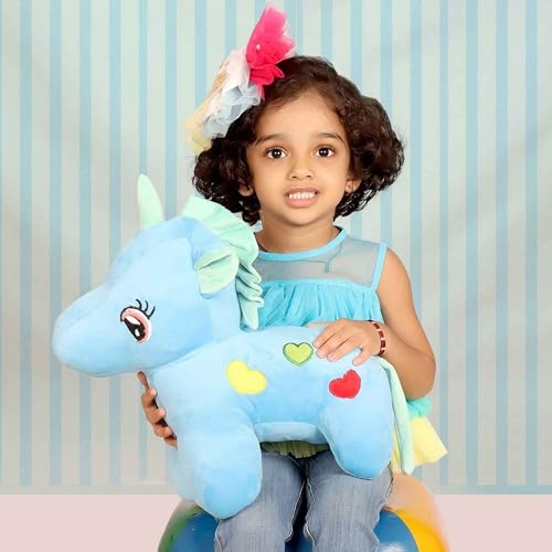 Image of DearJoy Baby Unicorn Soft Toy and Plush Toy Blue - 32cm