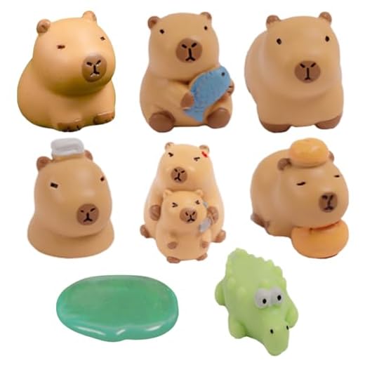Danbghyuo Figura de Capibara, 8 Piezas Figuras de Capibara para Tartas, Capibara y Animales pequeños, para DIY Jardín Casa de Muñecas Animales Accesorios Micro Paisaje Acuarios Fiesta Decoración